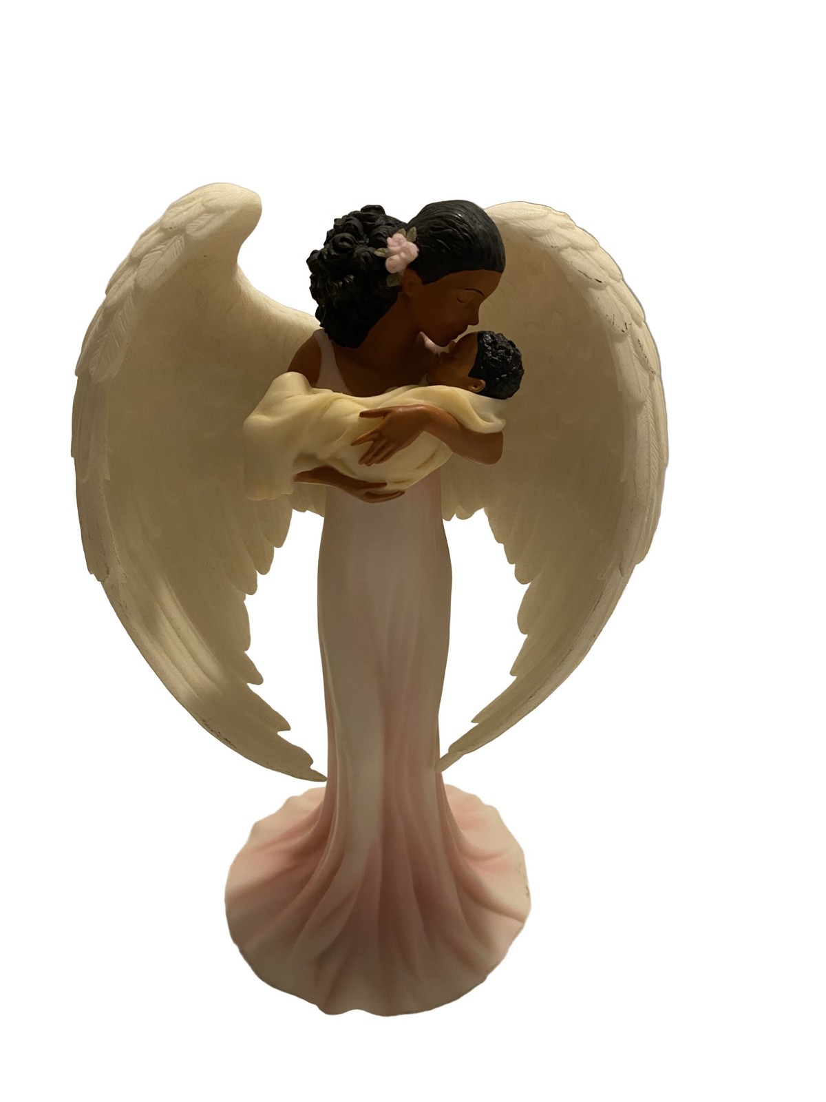 Angel Figurine 7″ Resin Detailed Craftsmanship Boxed White Pink Brown Black