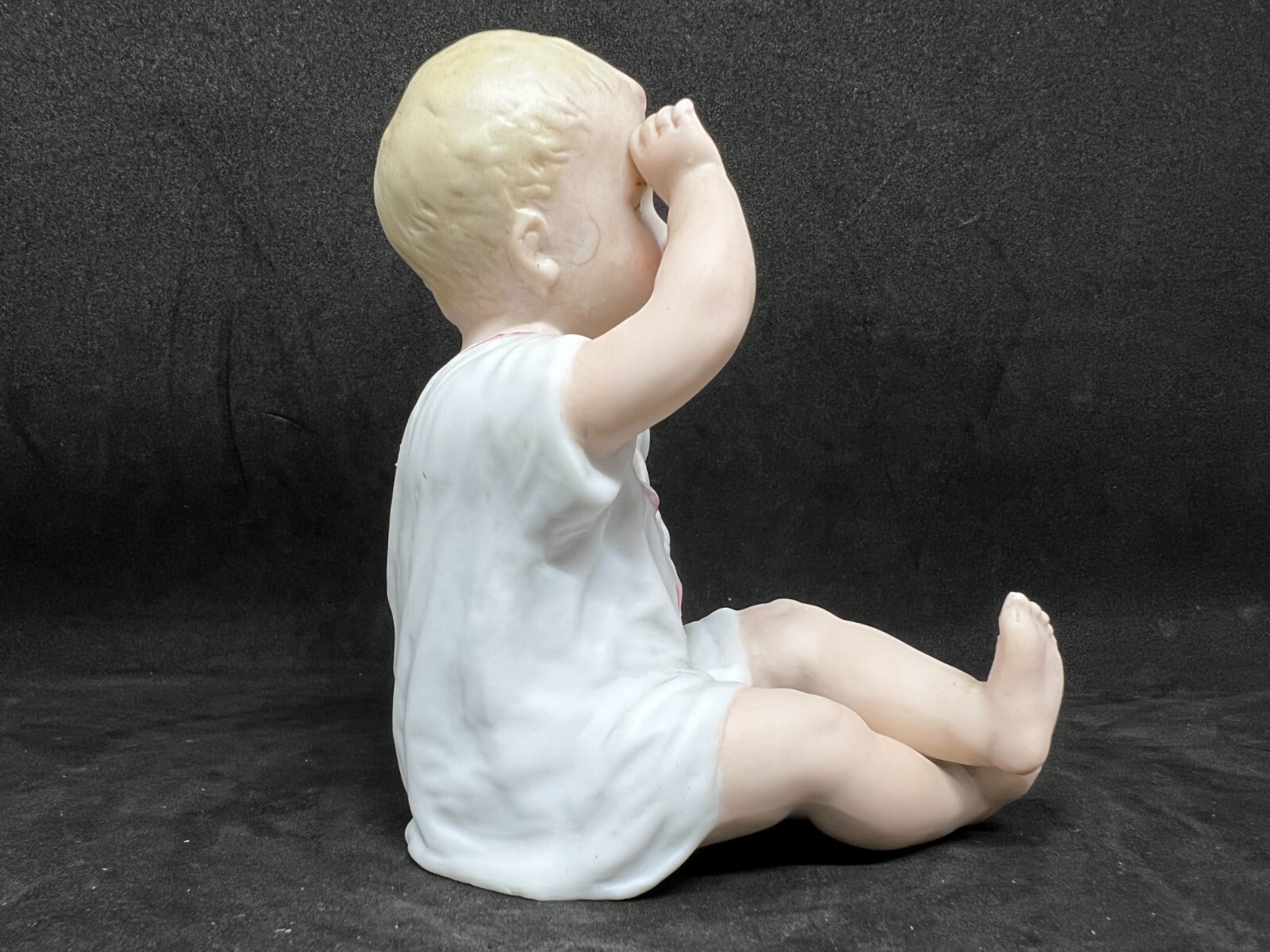 Gebruder Heubach-German Porcelain Bisque-Sitting-Hands Up Piano Baby 4 1/2″