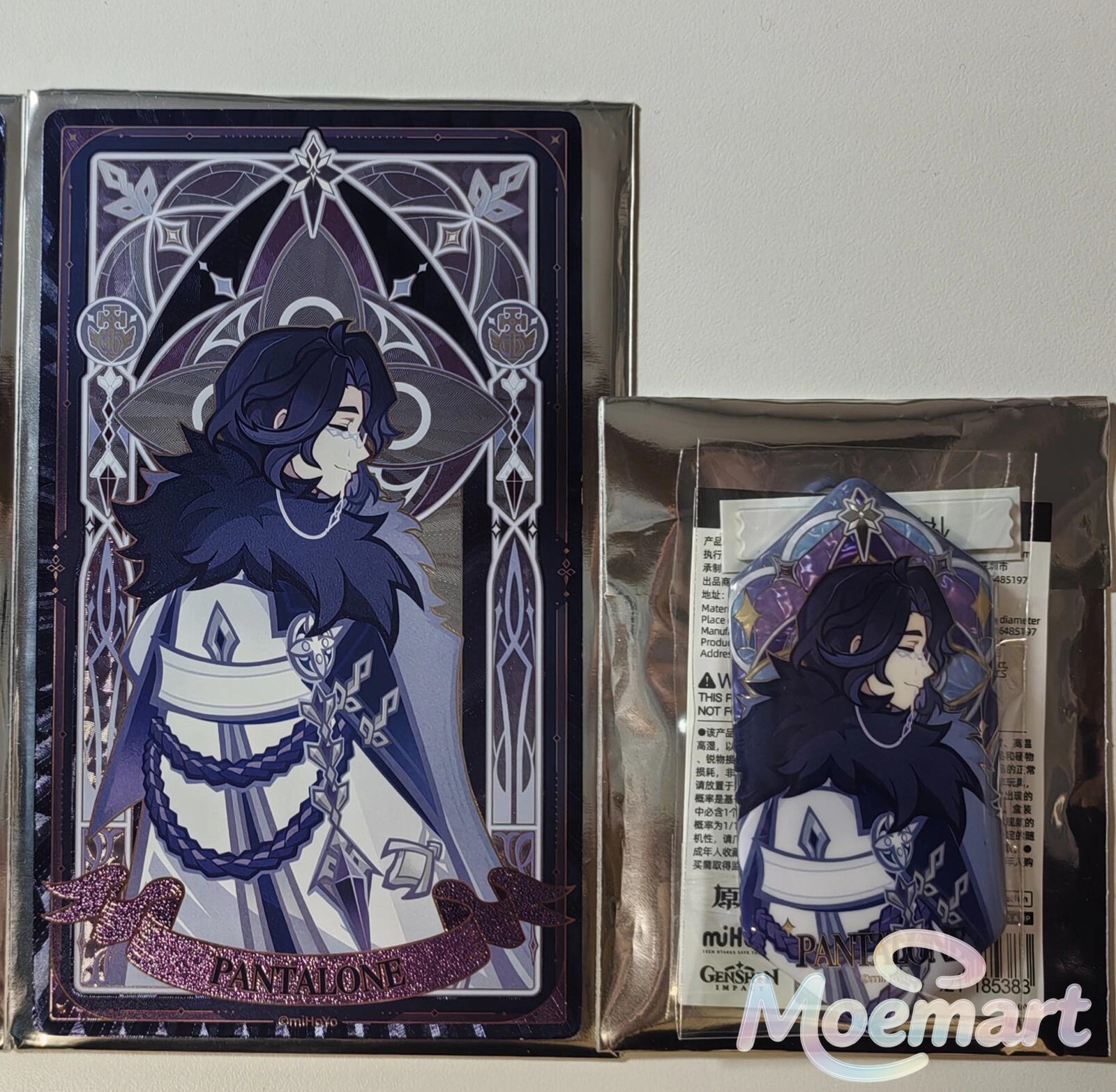 Official Genshin Impact Fatui Pantalone PVC Figure Acrylic Stand Badge Card Set
