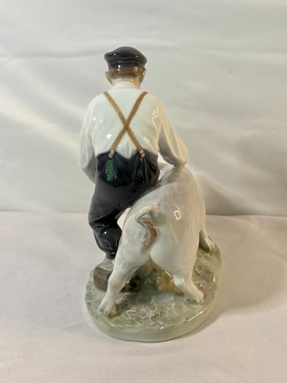 Royal Copenhagen Porcelain Figurines 848 Boy Pig & 779 Girl Feeding Calf Denmark