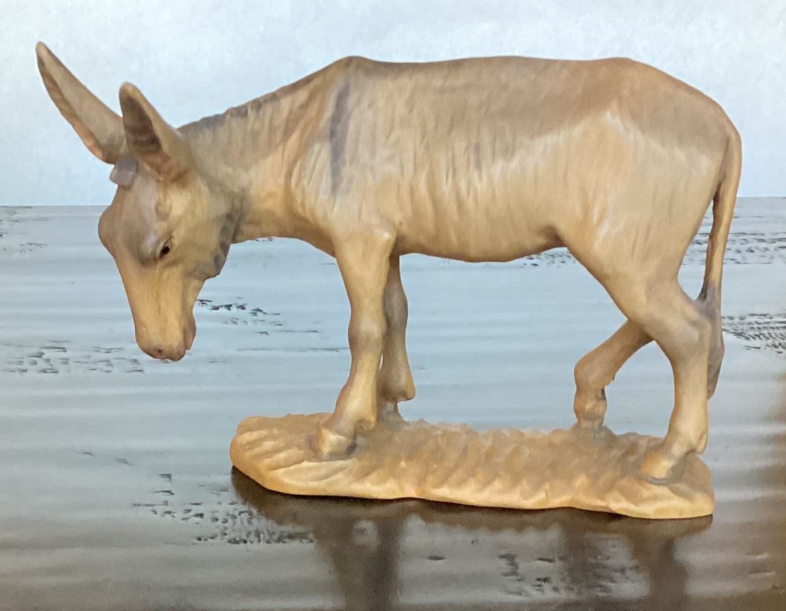 6″ SCALE ANRI VINTAGE KUOLT NATIVITY DONKEY WOOD CARVED FIGURINE ASS