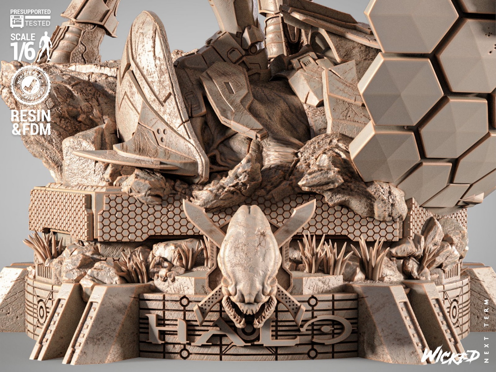 Halo Diorama – 1/6 Scale Figure Statue 3D Print Model Kit Unpainted
