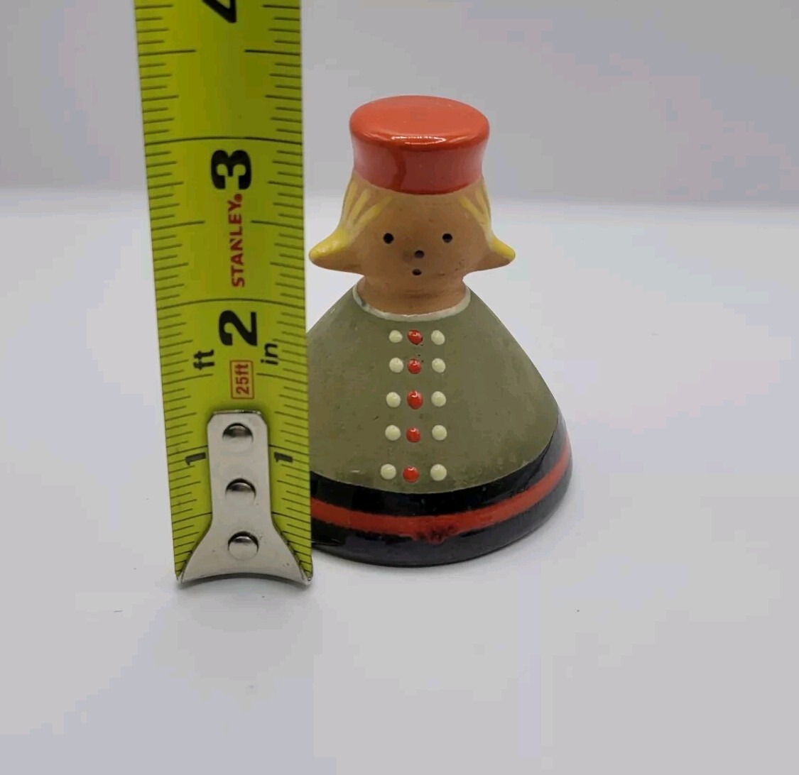 Vintage Latvia Latvian Girl Signed Folk Art Ceramic 3″ Figurine