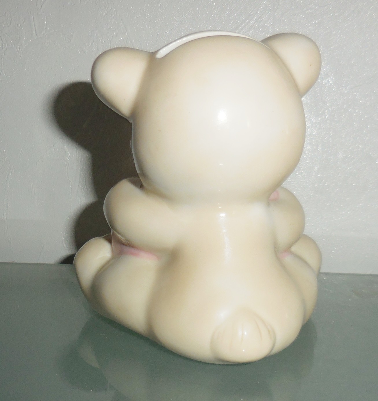 VINTAGE PORCELAIN PRECIOUS MOMENTS PIGGY BANK JULY RUBY RED HEART DESIGN