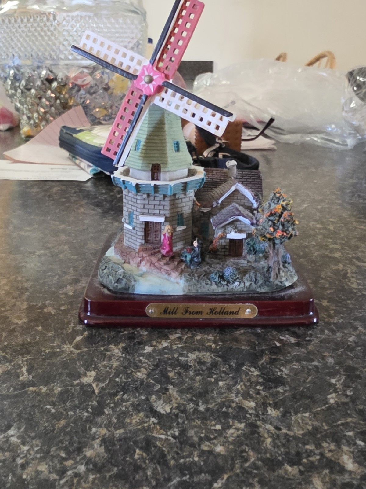 Windmill Figurine Hand Painted Multicolor Resin Sculpture Decoration