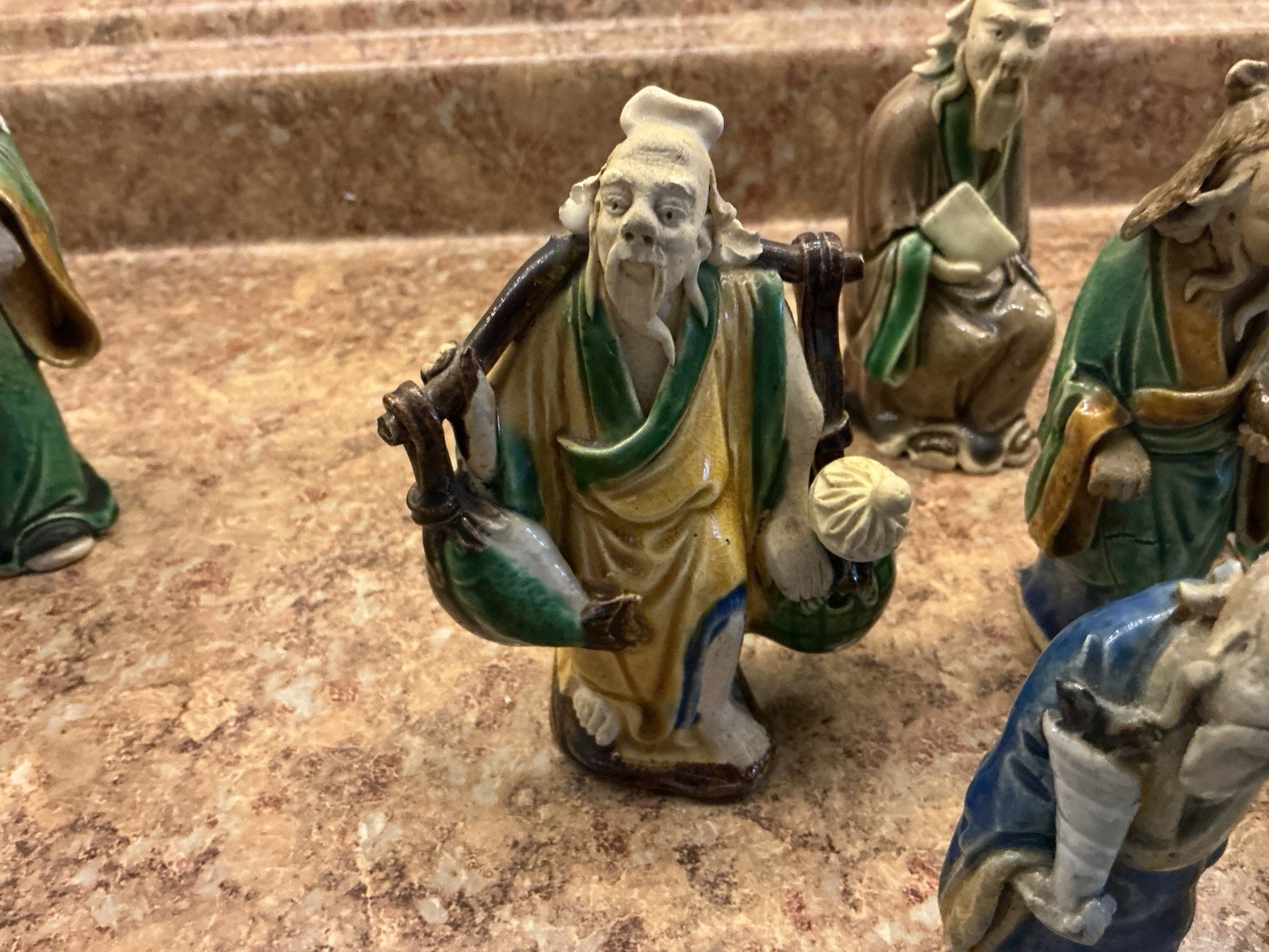 Vintage Handpainted Set Of Six Men Figurines From China ￼