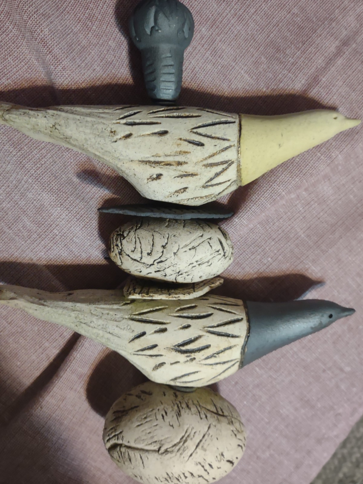 Stephen Fabrico Studio Pottery Bird And Egg Nests Porch Hanging Decor Yard Art