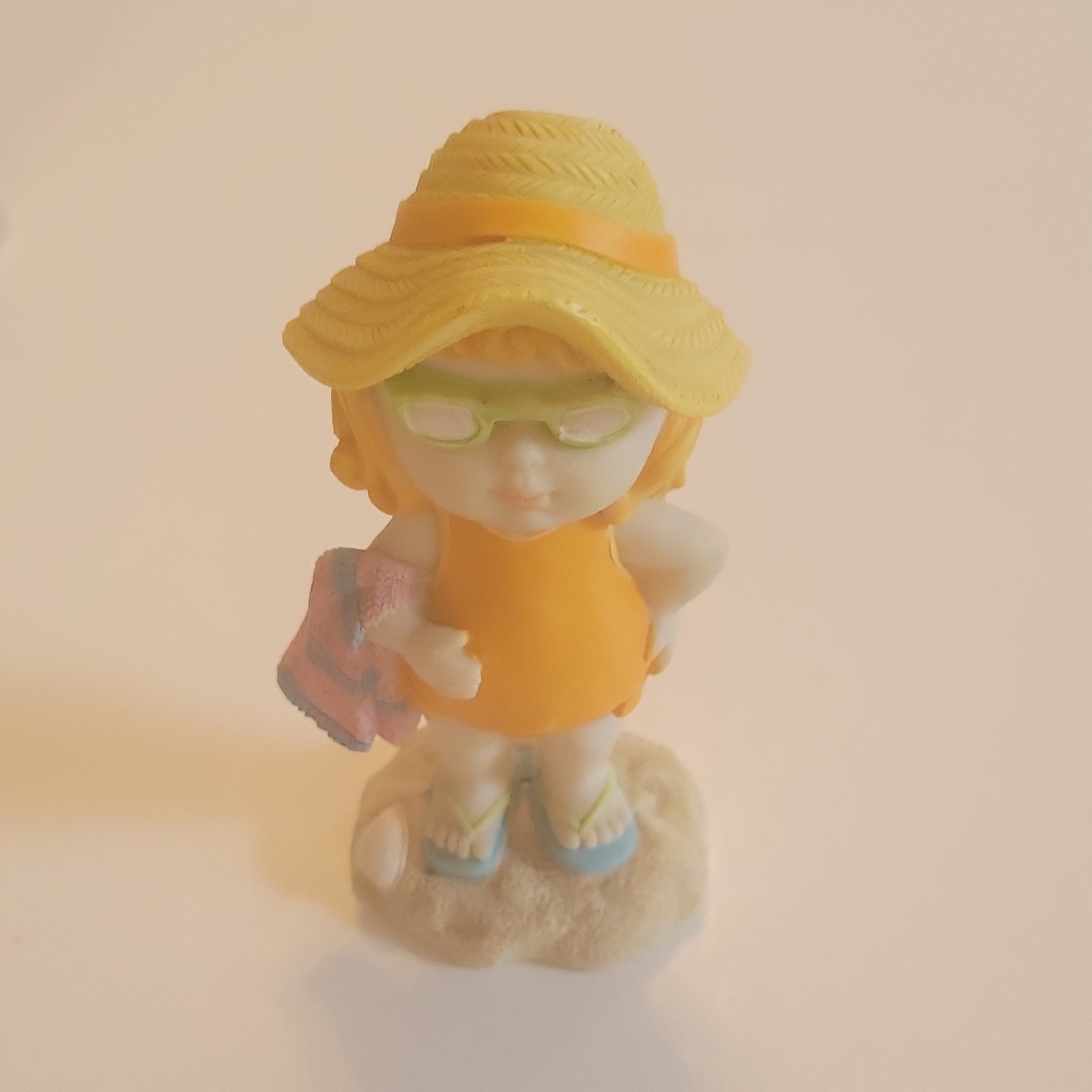 Vtg Tender Times Beach Kids Figurine Pair Boy Surfer Girl Sun Hat Summer Decor