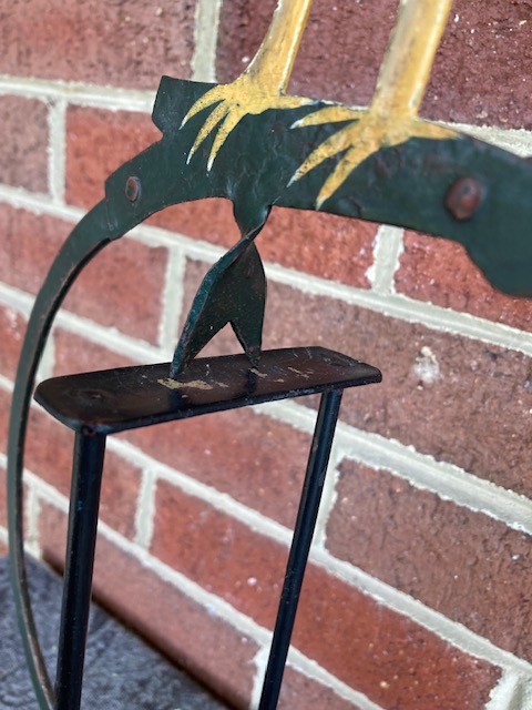Vtg. Iron Stork & Fish Pendulum Balance Toy Skyhook Counterbalance Folk Art 20″