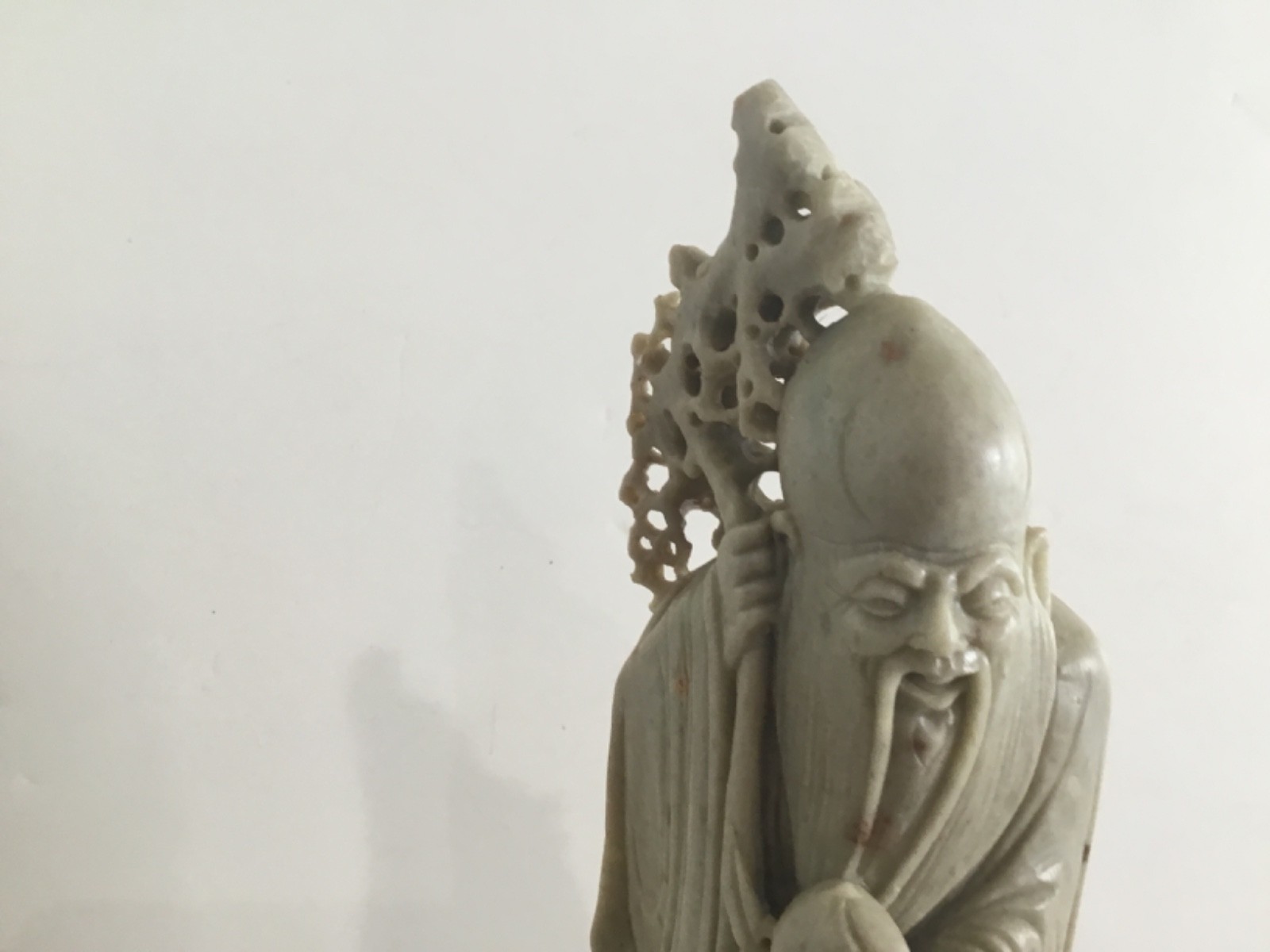 Chinese Figure Hand Carved Soapstone Shou Lao Xing God of Longevity Wisdom 12 in