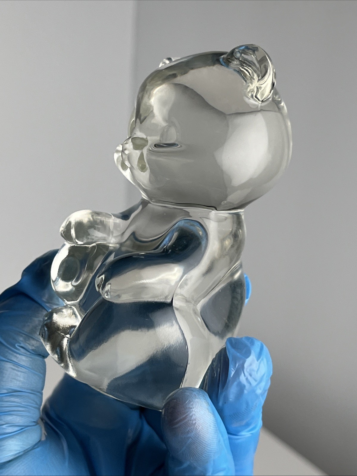 Fenton Art Glass Bear Figure Clear Sitting Paperweight Figurine 3.75” in