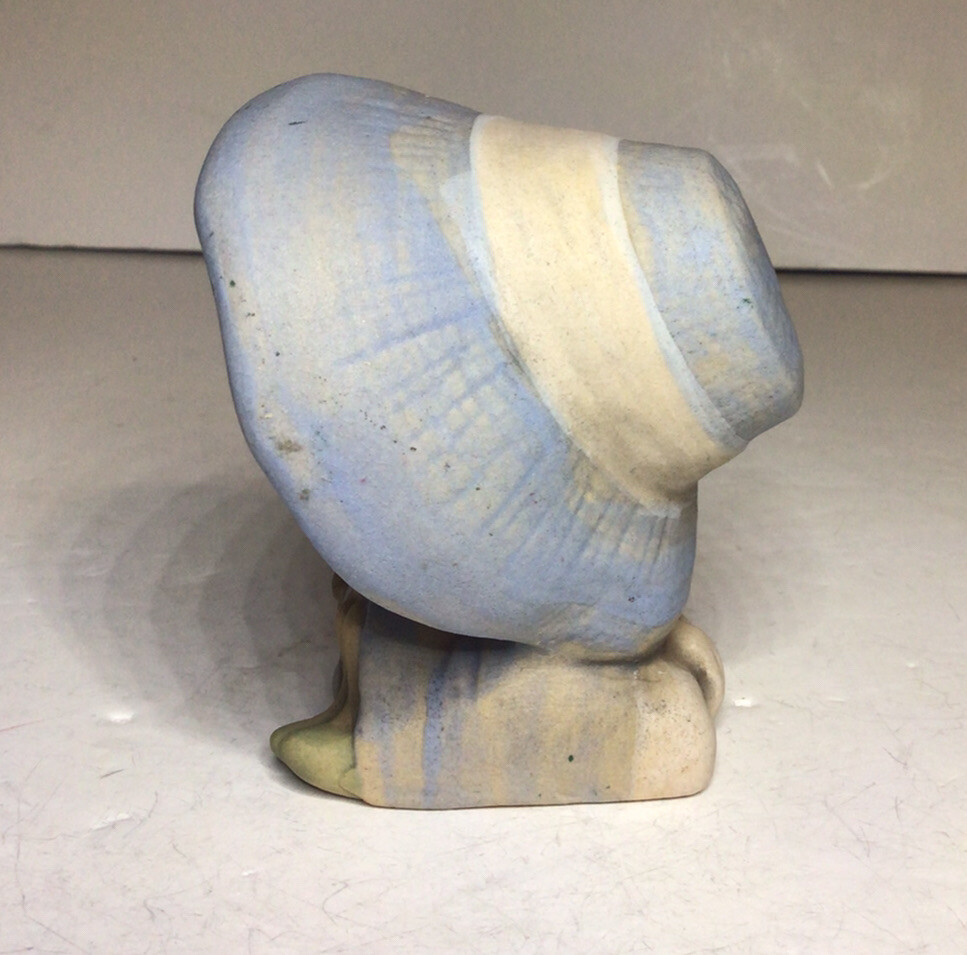 UCTCI Girl With Bonnet And Basket Figurine Bisque 3 1/2 Inches Tall Vtg
