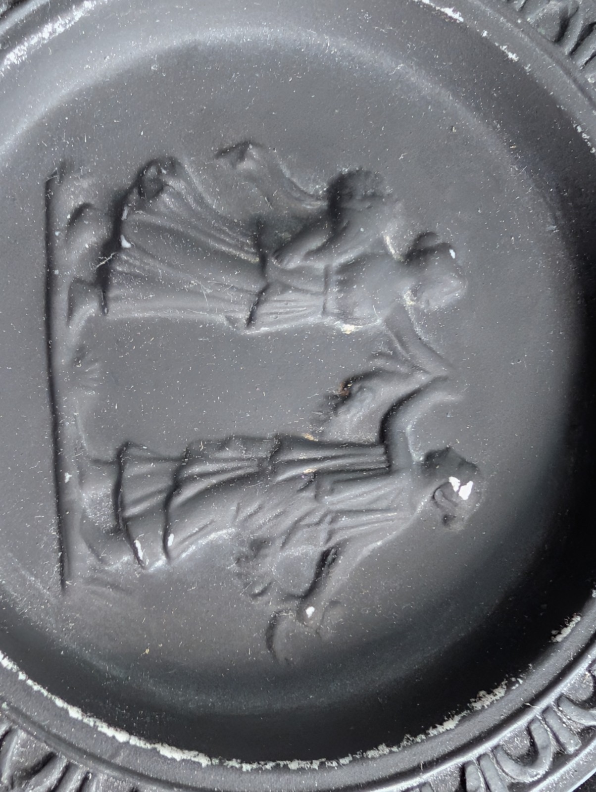 Vintage Andrea by Sadek Black Basalt Coaster Trinket Dish Neoclassical Maidens