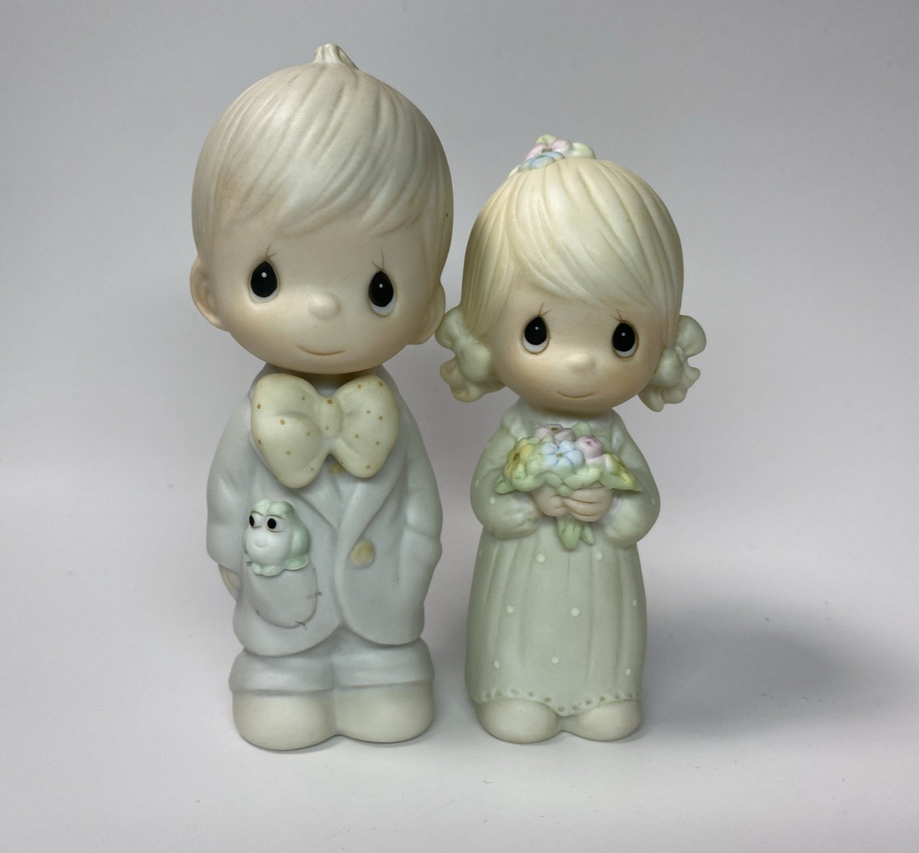Precious Moments #E2836 & E2845 – Best Man and Junior Bridesmaid – Enesco 1983