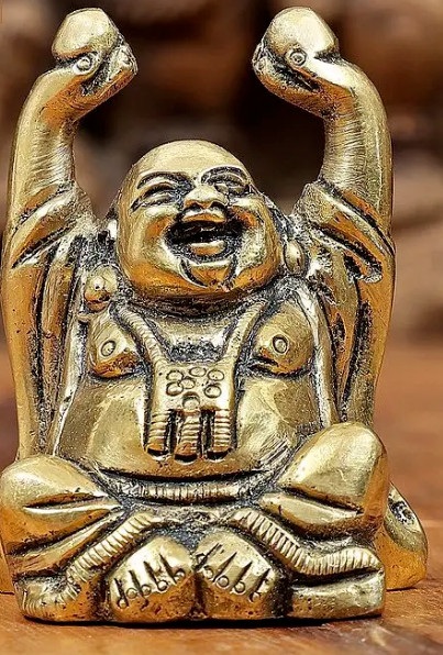 Lovely Brass Decorative Laughing Buddha Handmade Statue India Art Feng Shui Gift