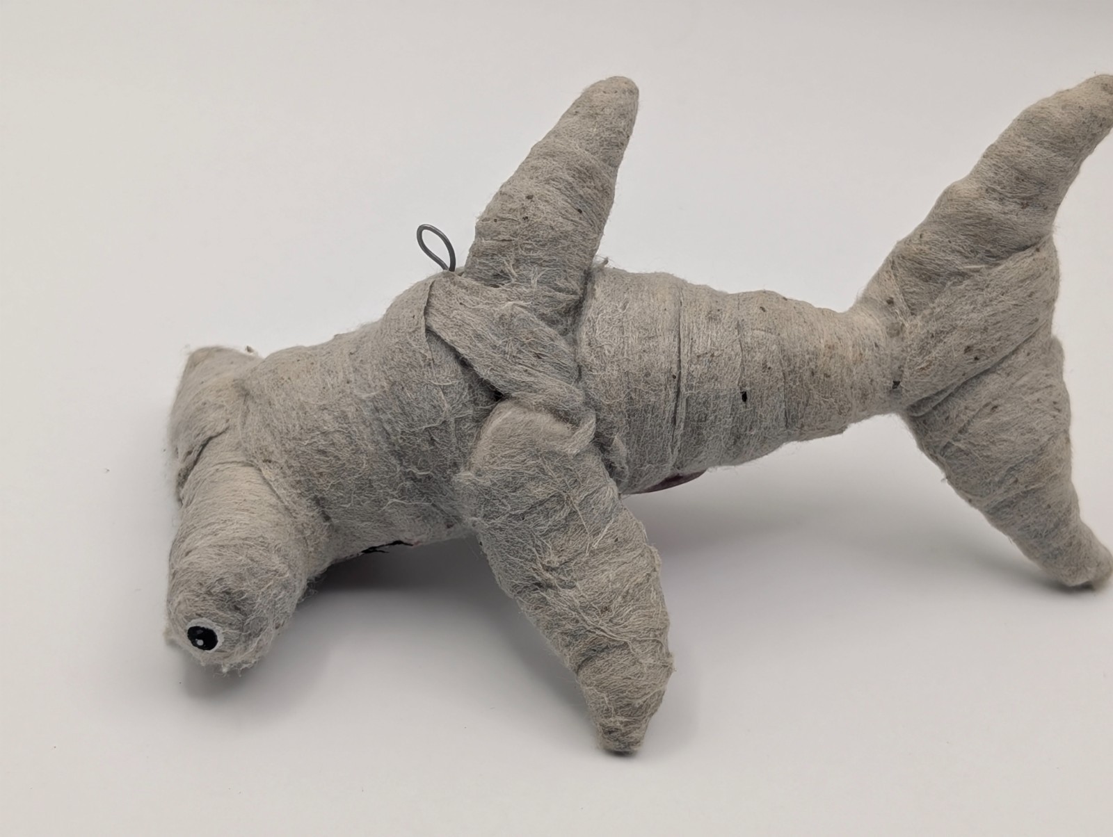 VTG by Crystal Spun Cotton Hammerhead Shark Figurine Folk Art Handcrafted 5.5 in