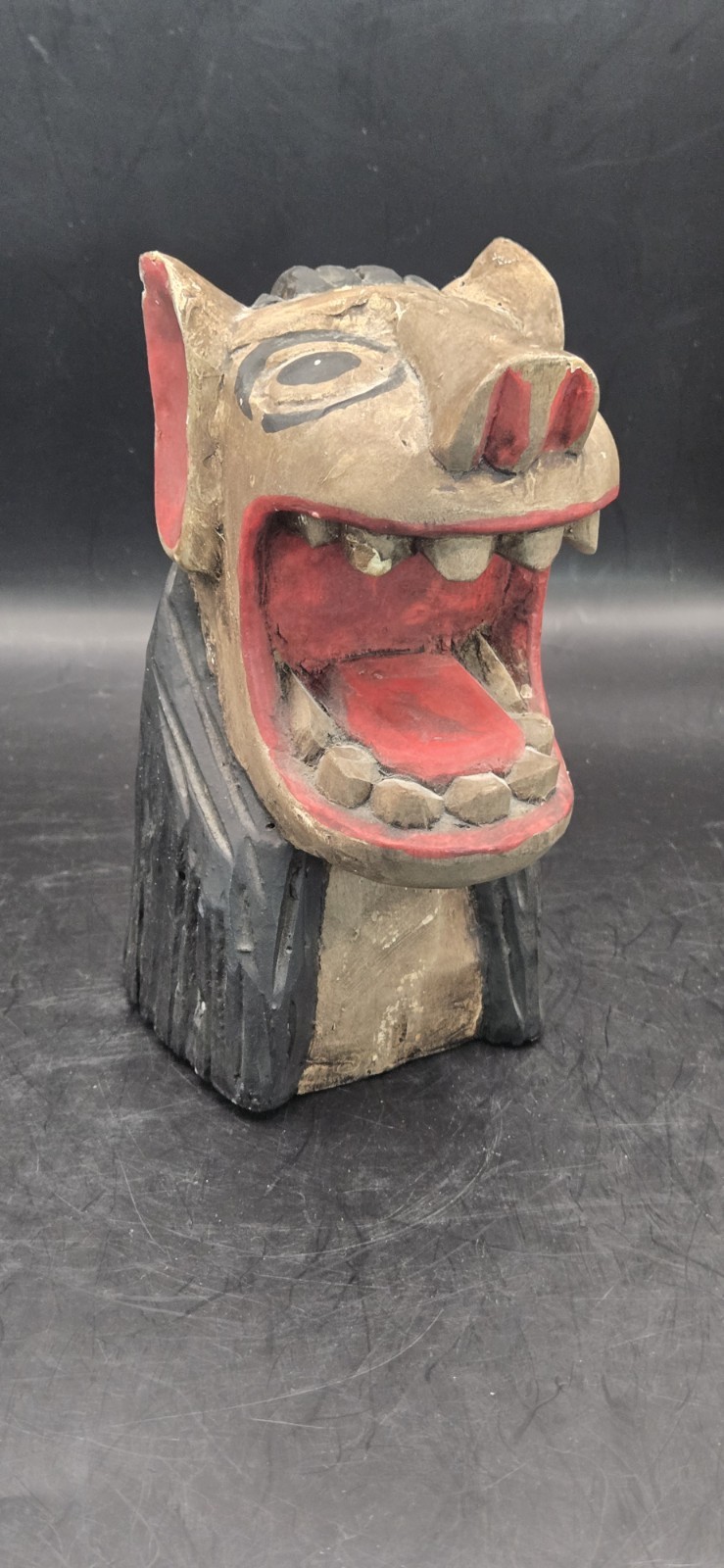 Vintage Carved Wood Ship’s Prow, Mystical Animal Head, Folk Tribal Art READ!