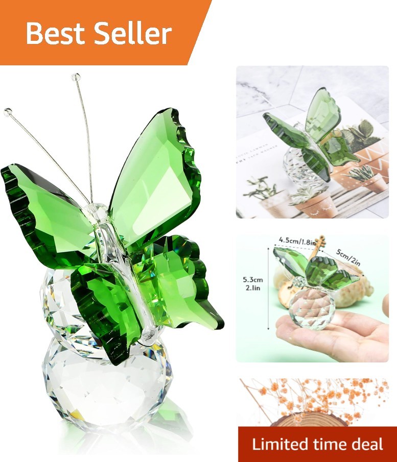 Elegant Green Crystal Butterfly Figurine – Lifelike Decorative Collector’s Piece