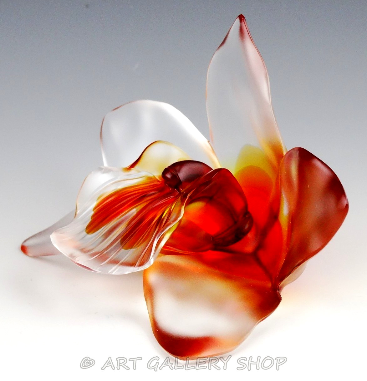 Royale De Champagne France Crystal ORCHID FLOWER PAPERWEIGHT FIGURINE Mint