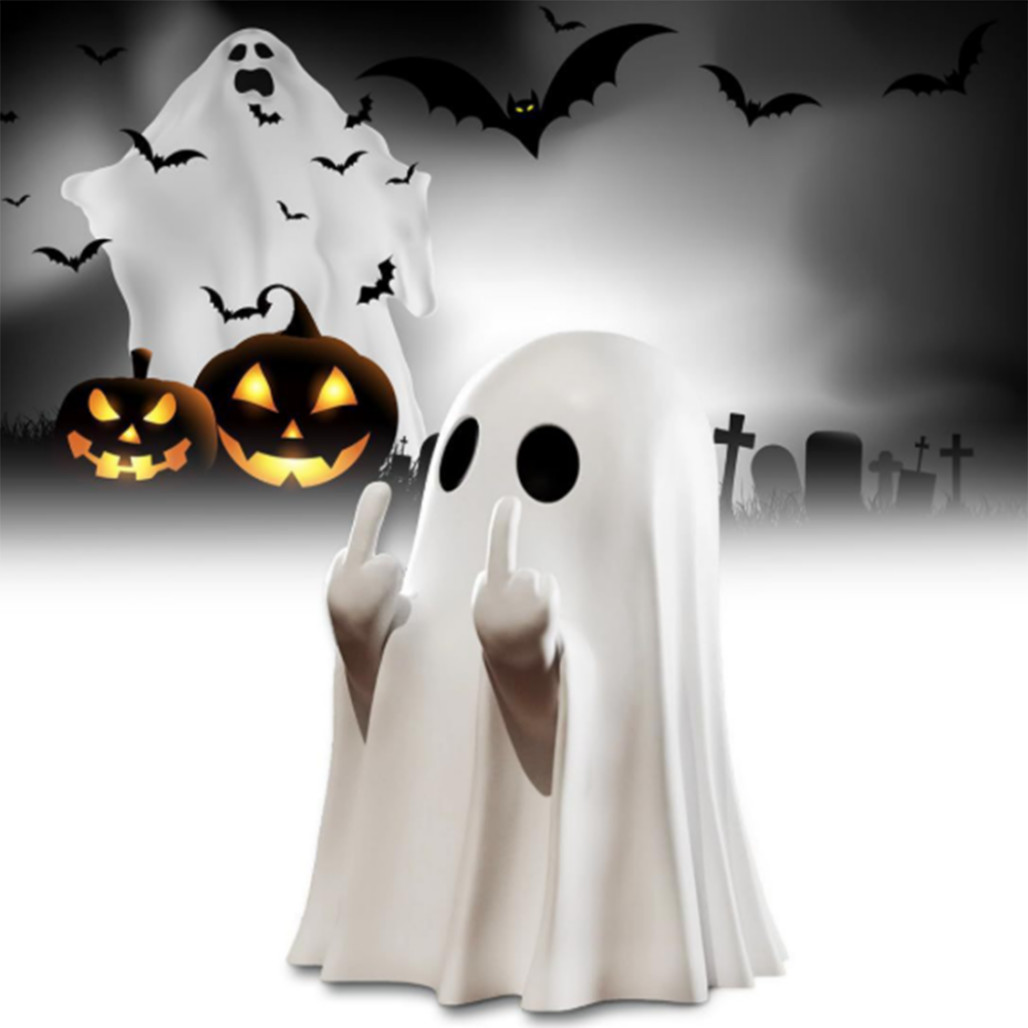2Pack Halloween Cute Ghost Figurine Spooky Resin Statue Decoration Home Tabletop