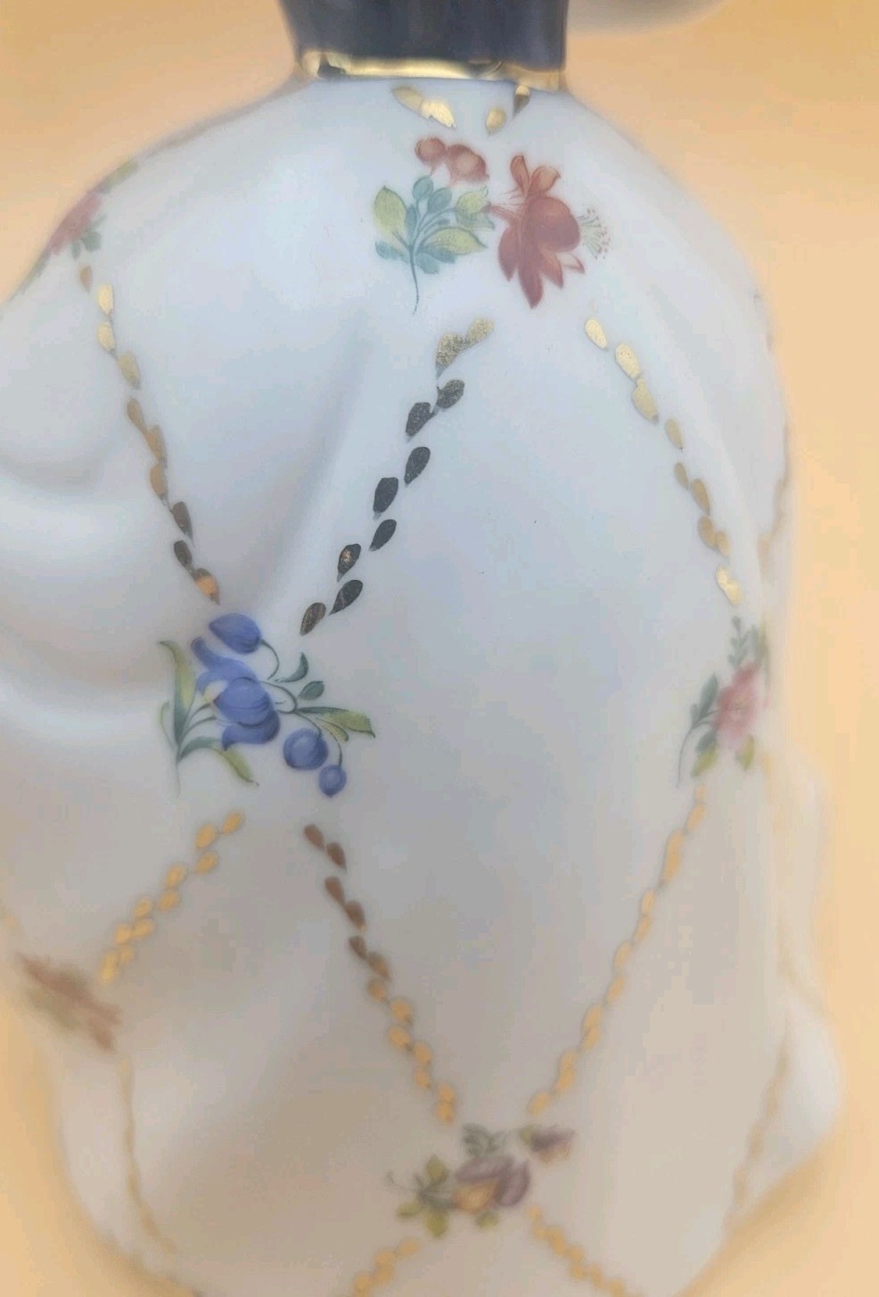 Cracker Barrel Victorian Dancing Lady Porcelain Figurine Flowers Gold Trim 7.5”