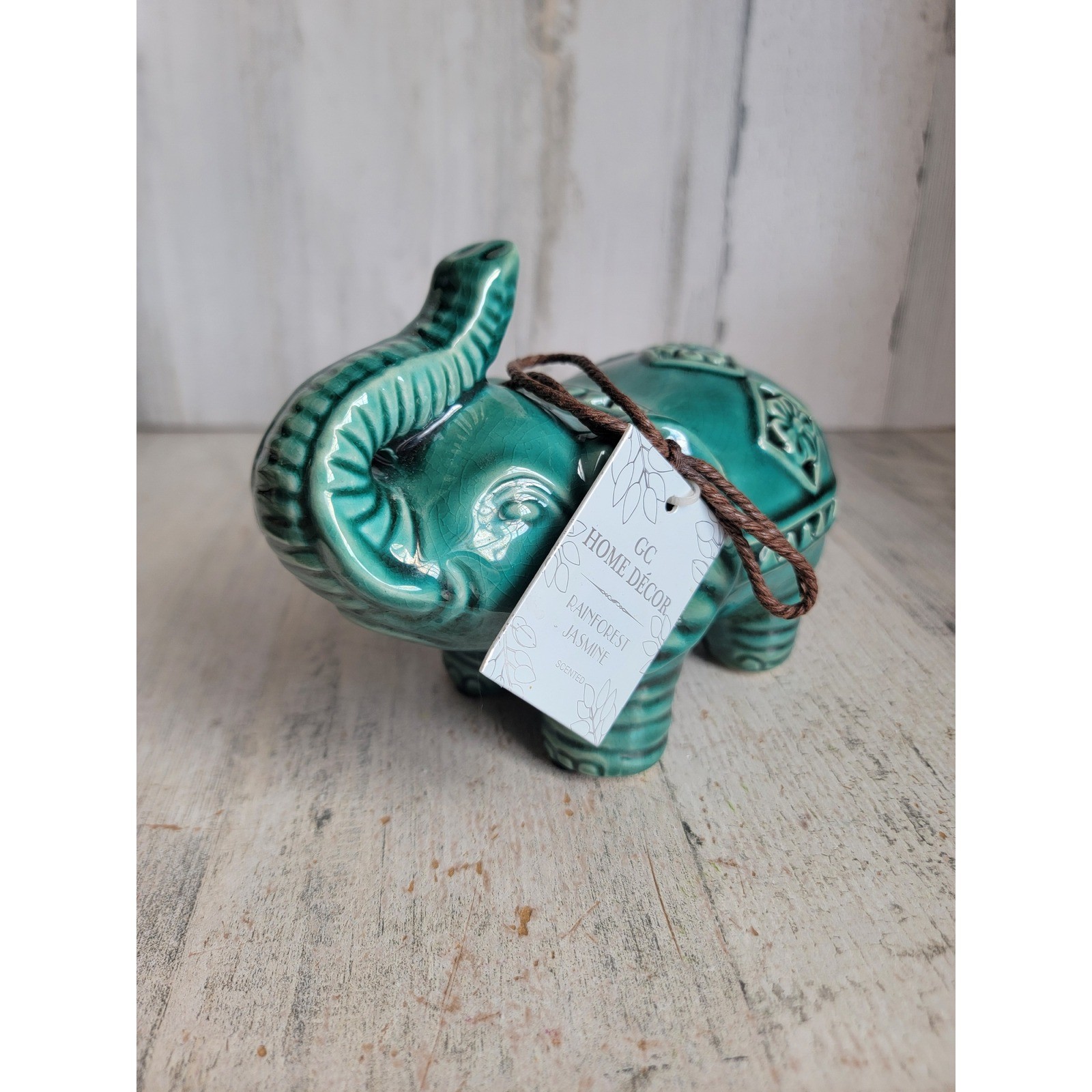 GC blue elephant scent bag holder unique home decor zoo ceramic