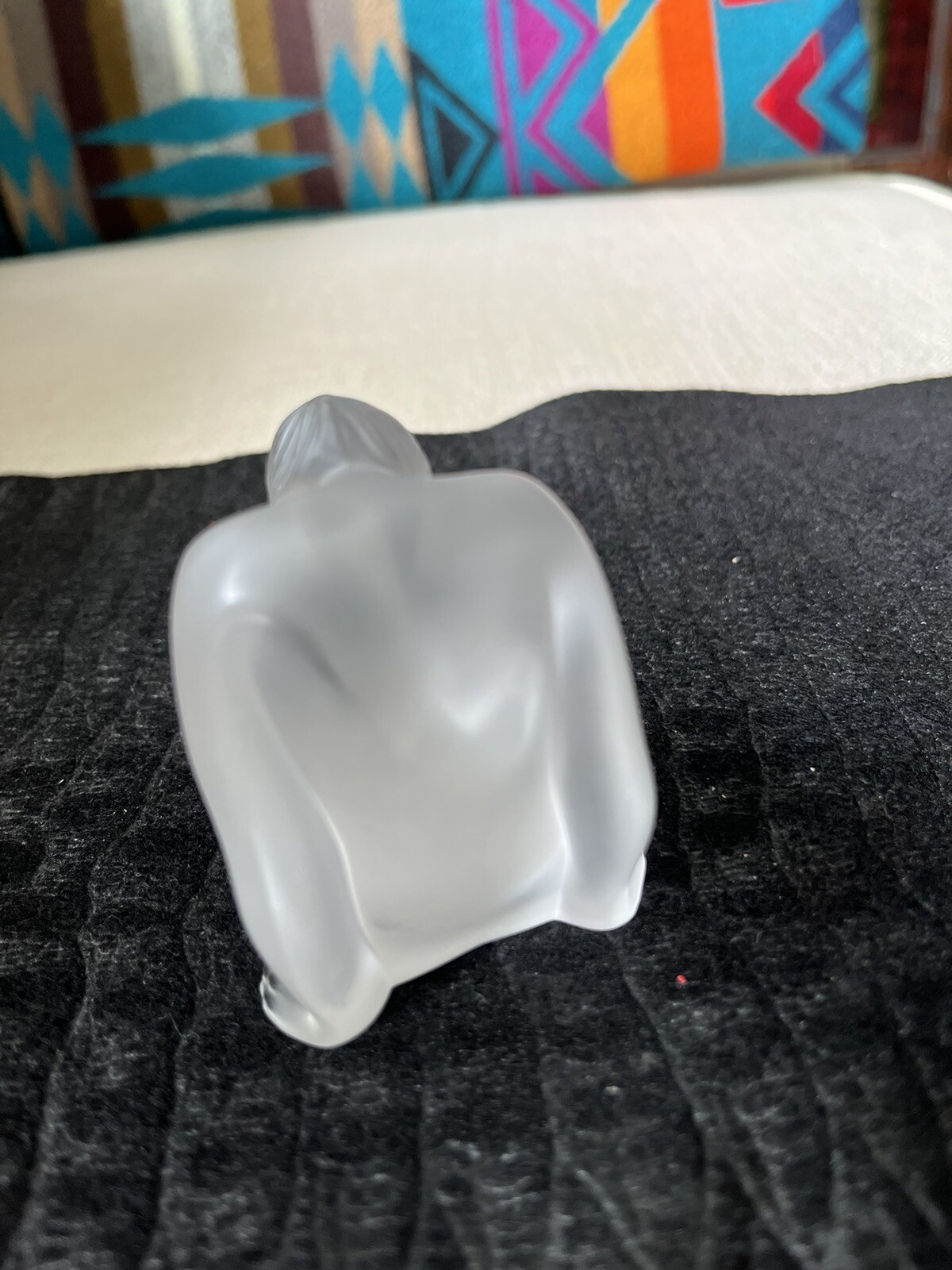 Lalique Crystal French Frosted Nu Assis Nude Sitting Figurine Sculpture 2.25” T