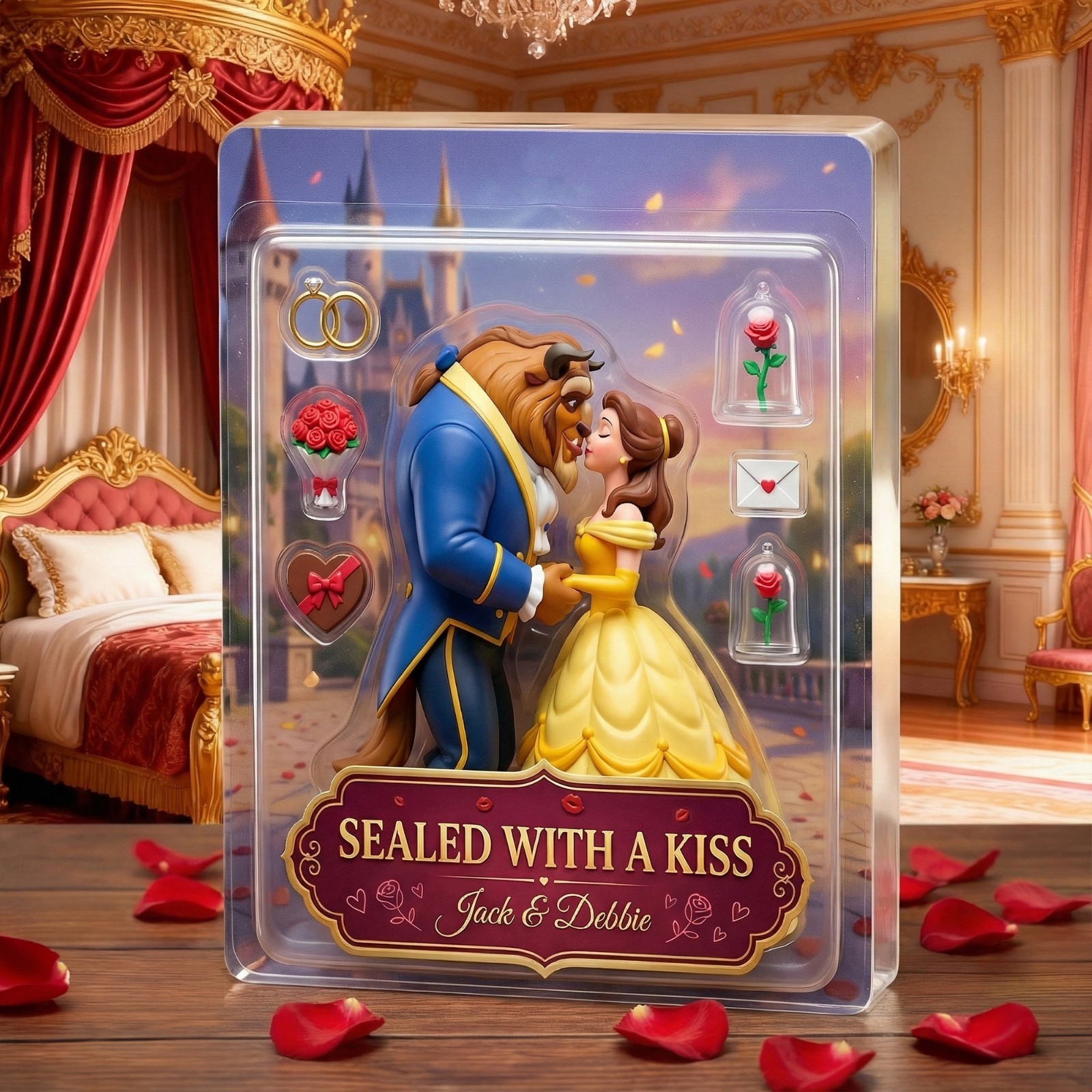 Personalized Belle Beauty And The Beast Acrylic Plaque Wooden Block Desk Decor