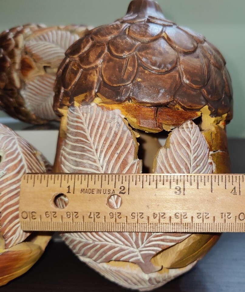 Carved Wood Look Acorns Reson Details Various Large Sizes Centerpiece Woodland
