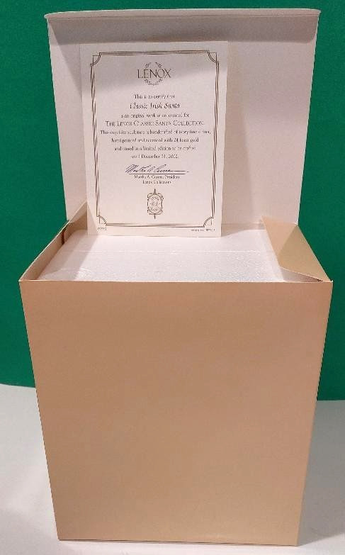 LENOX annual 2002 CLASSIC IRISH SANTA Limited Edition sculpture – NEW in BOX COA