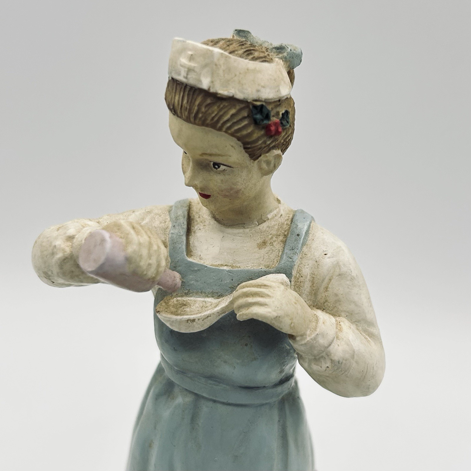 Vtg 1993 Nurse Figurine Stone Resin 6in Puppy Christmas Tree Signed NA Americana