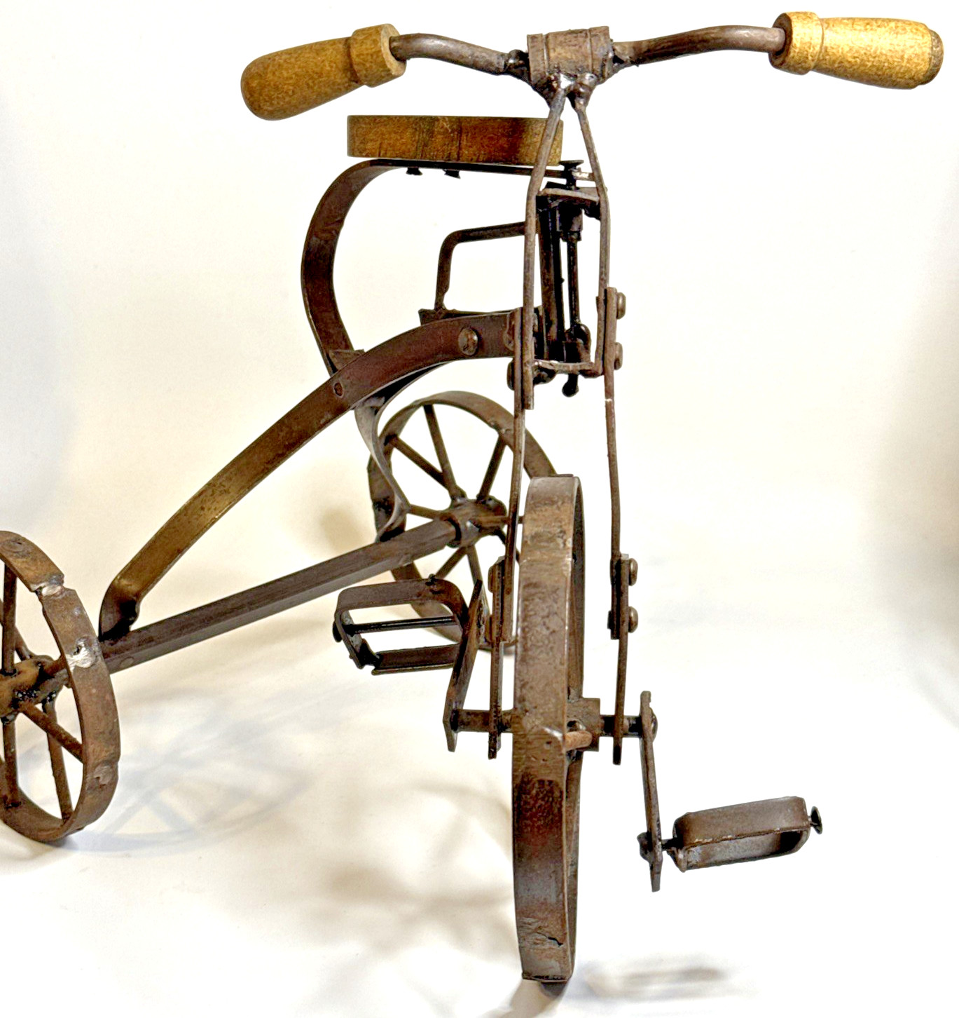 Vintage Metal & Wood Tricycle Decor Figurine 9.75” Tall