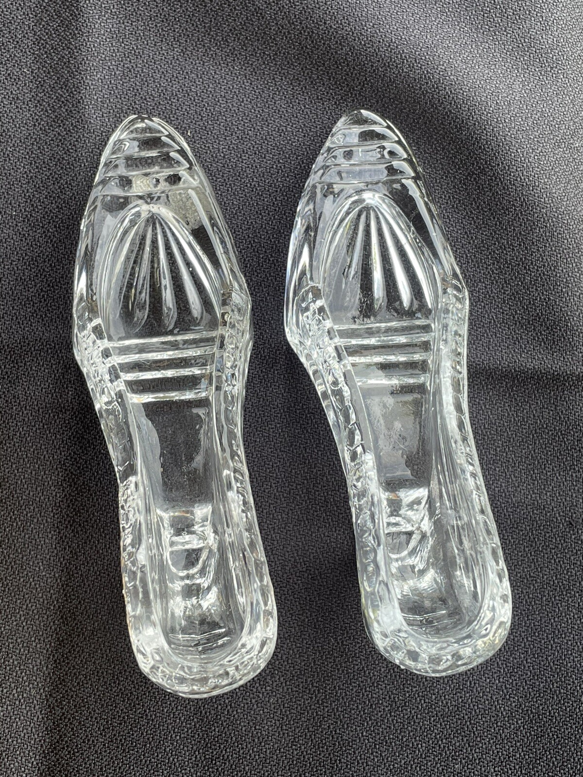 Pair Godinger cut crystal high heel glass slippers