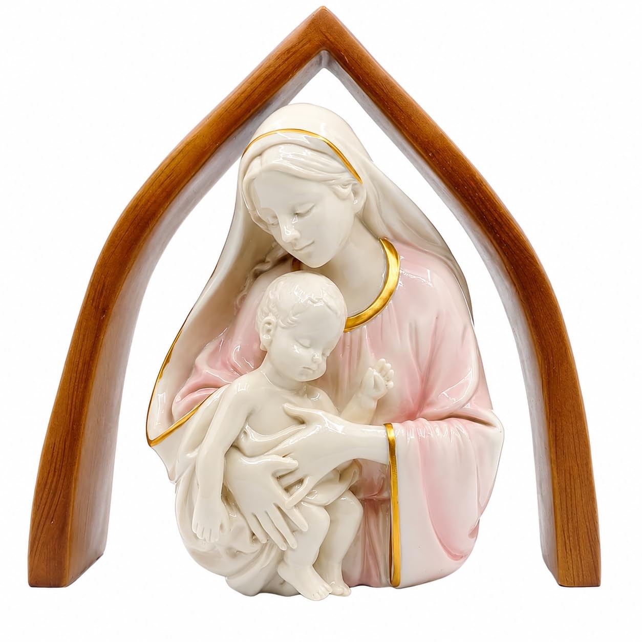 10″ Madonna and Child Figurine, Virgin Mary and Christ Child Statue with Wood…