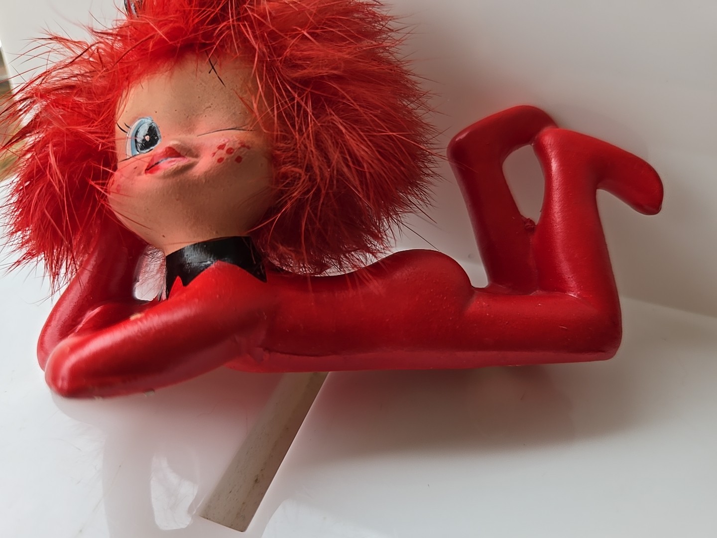 Little Devil Vintage Figurine Red Fur Napco Lefton Kitsch 1950s Japan Rita