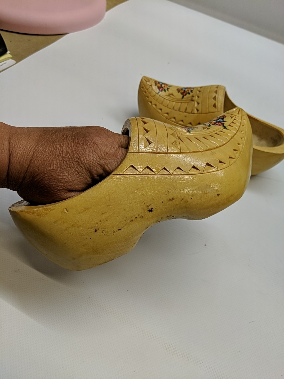 Dutch Wooden Clogs Hand Carved Shoes Approx Kids 3.5 Size