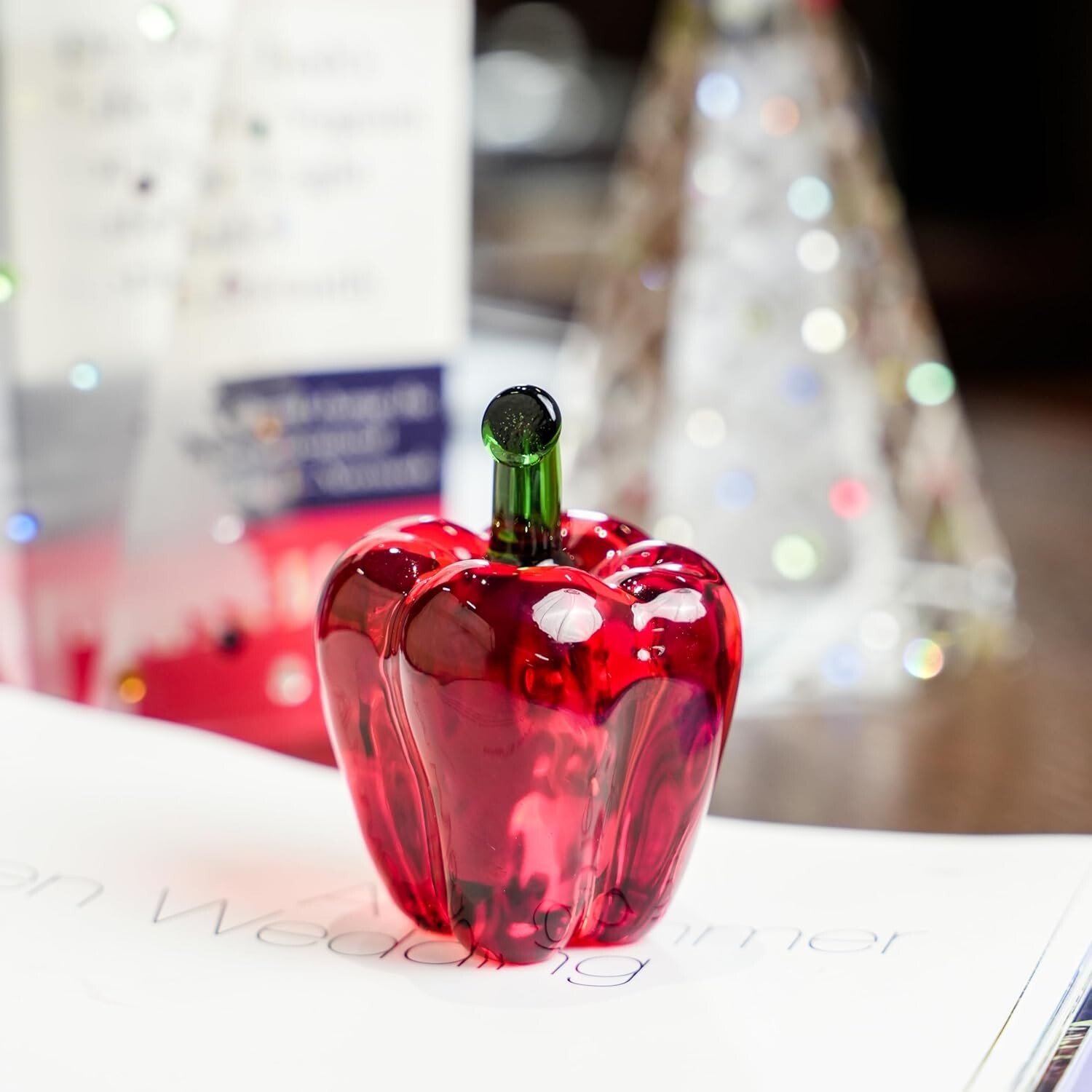 Mini Glass Hot Chili Figurine Crystal Fruit&Vegetable 1.8 x 1.8 x 2.6 in