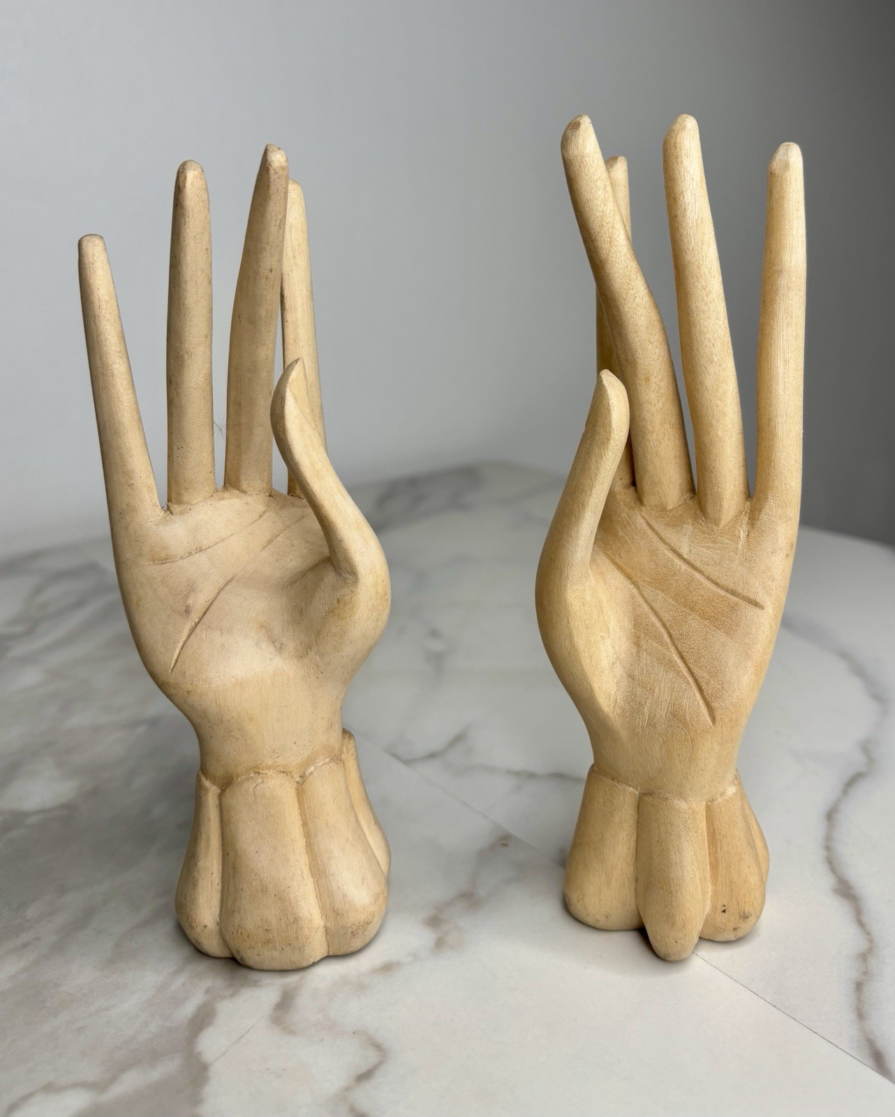 Vintage Balinese Buddha Mudra Hand wood Carving sculpture Suar Wood