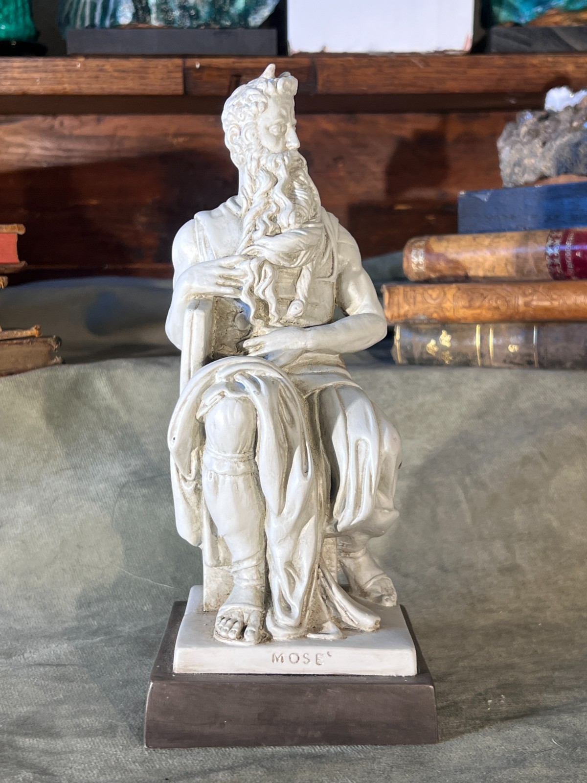 Grand Tour Revival St. Vintage Classical Painted Moses Figure After Michelangelo