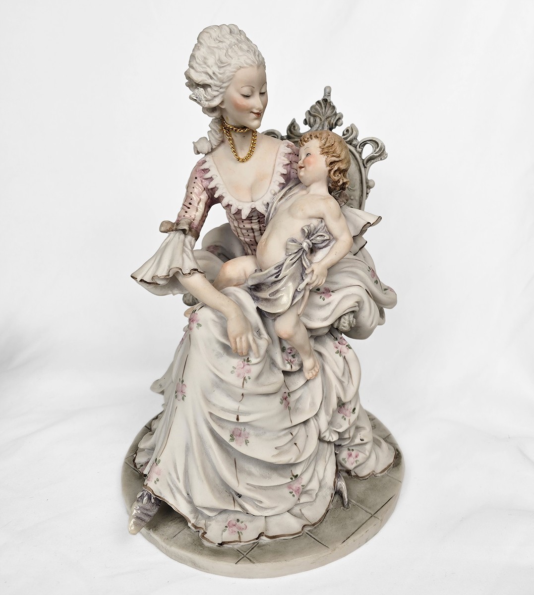 11″ Vintage Mother & Child Capodimonte Figurine by A.G., Italy 1960s–1990s