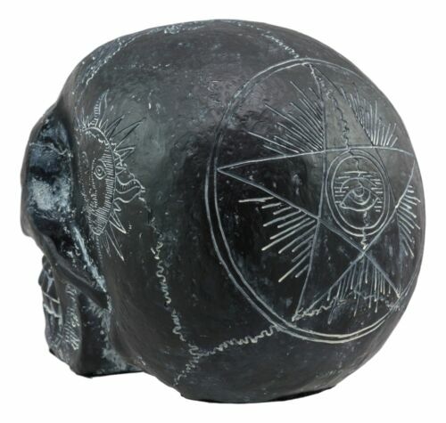 Ebros Black Astrology Paranormal Ouija Spirit Skull Statue 8.5″L Supernatural