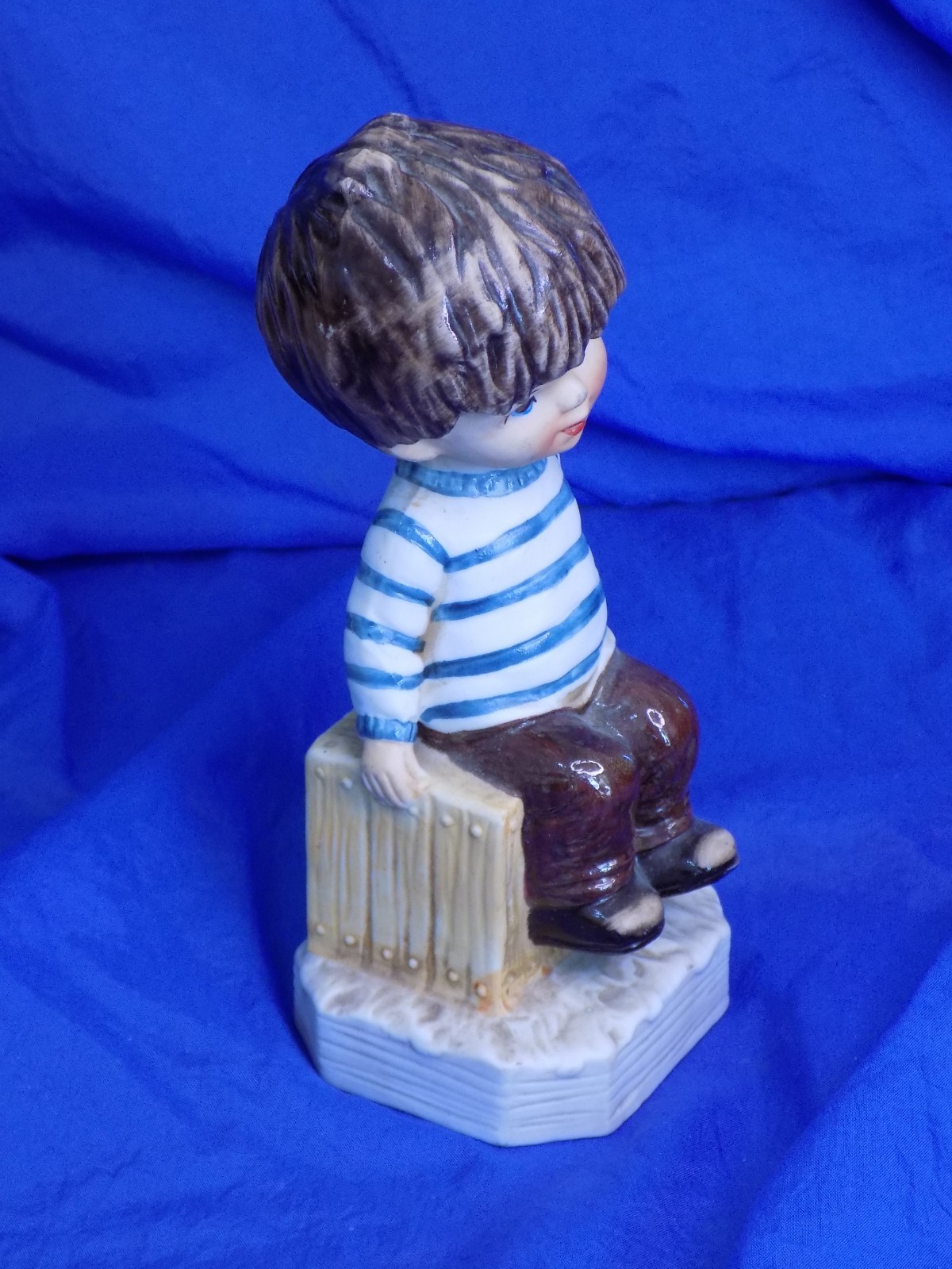 Moppets Fran Mar Porcelain Boy on Chair Figurine 6 1/4” Gorham Vintage 1971