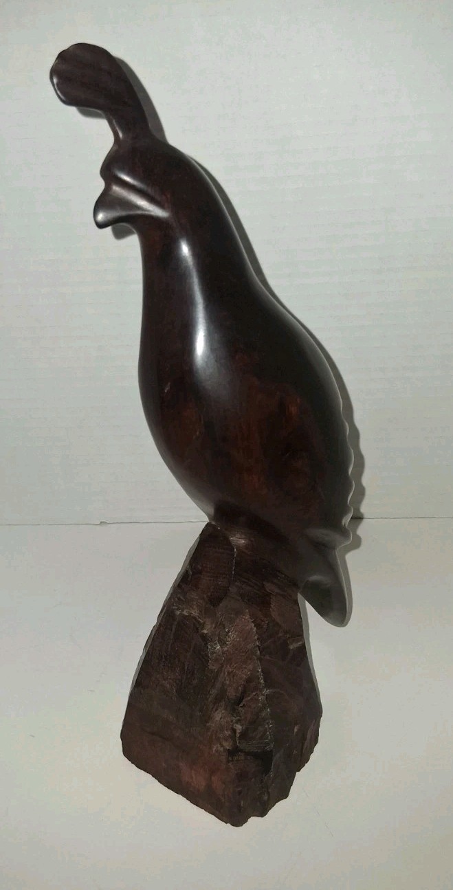 Vtg Hand Carved Ironwood Quail Partridge Figurine Wood Carving Statue Art