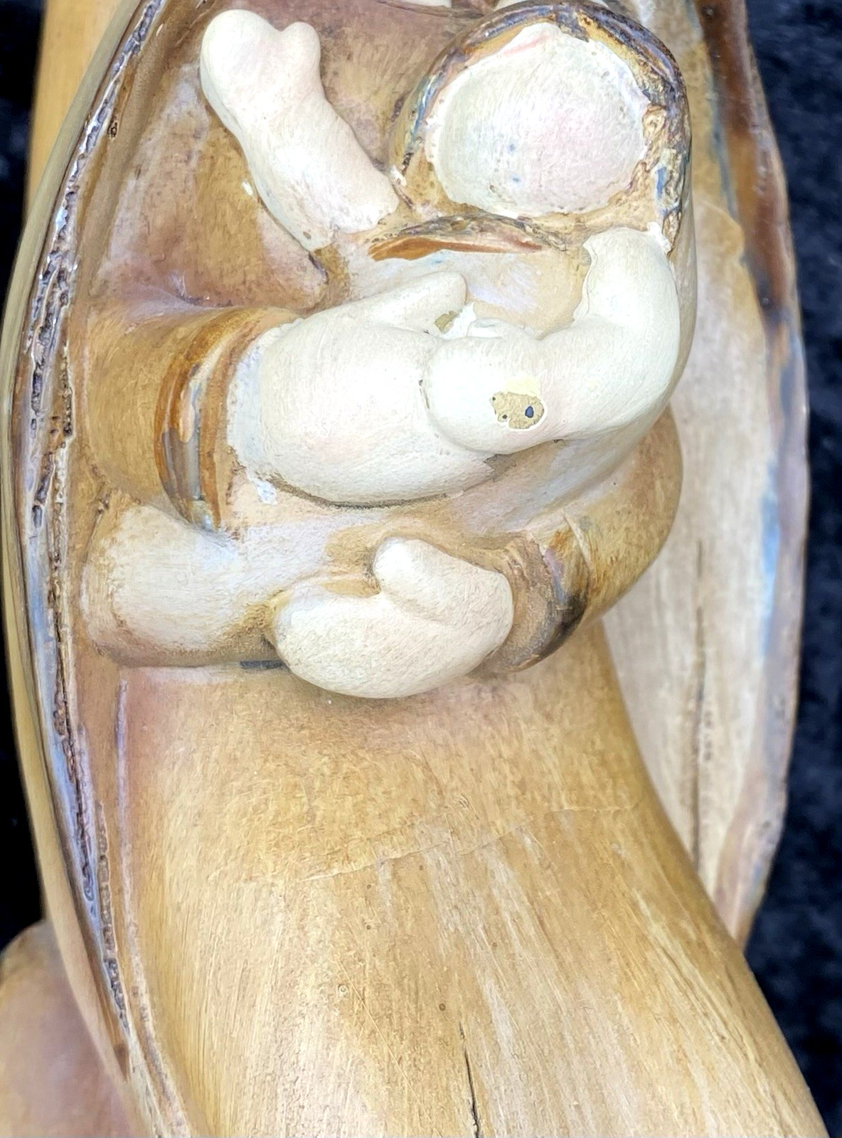 Guardian Angel watching over Mother and Child; Tall Figurine; Mary and Jesus