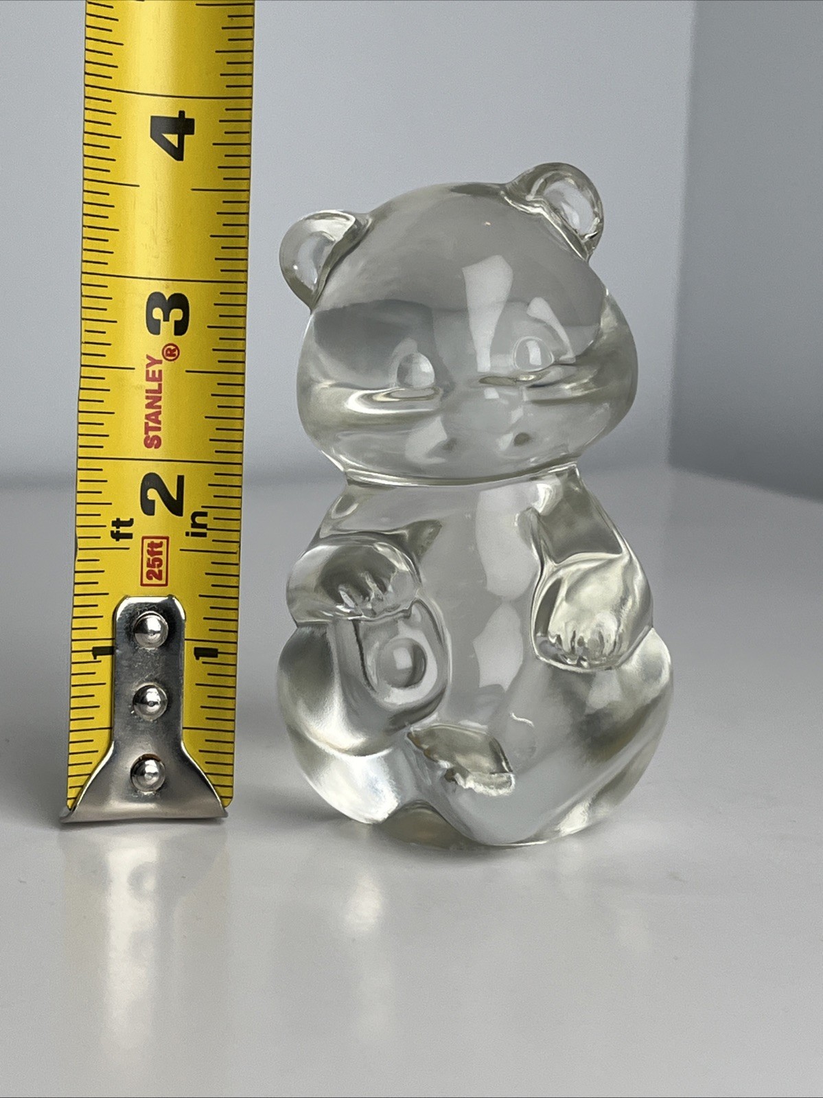 Fenton Art Glass Bear Figure Clear Sitting Paperweight Figurine 3.75” in
