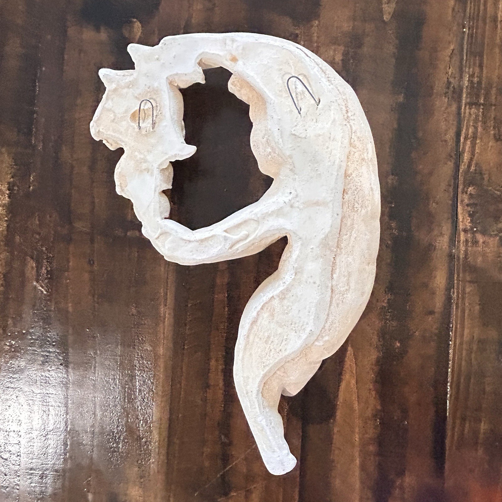 Vintage Chalkware Plaster Cherub Angel Cupid Wall Hanging Plaque Magnolia
