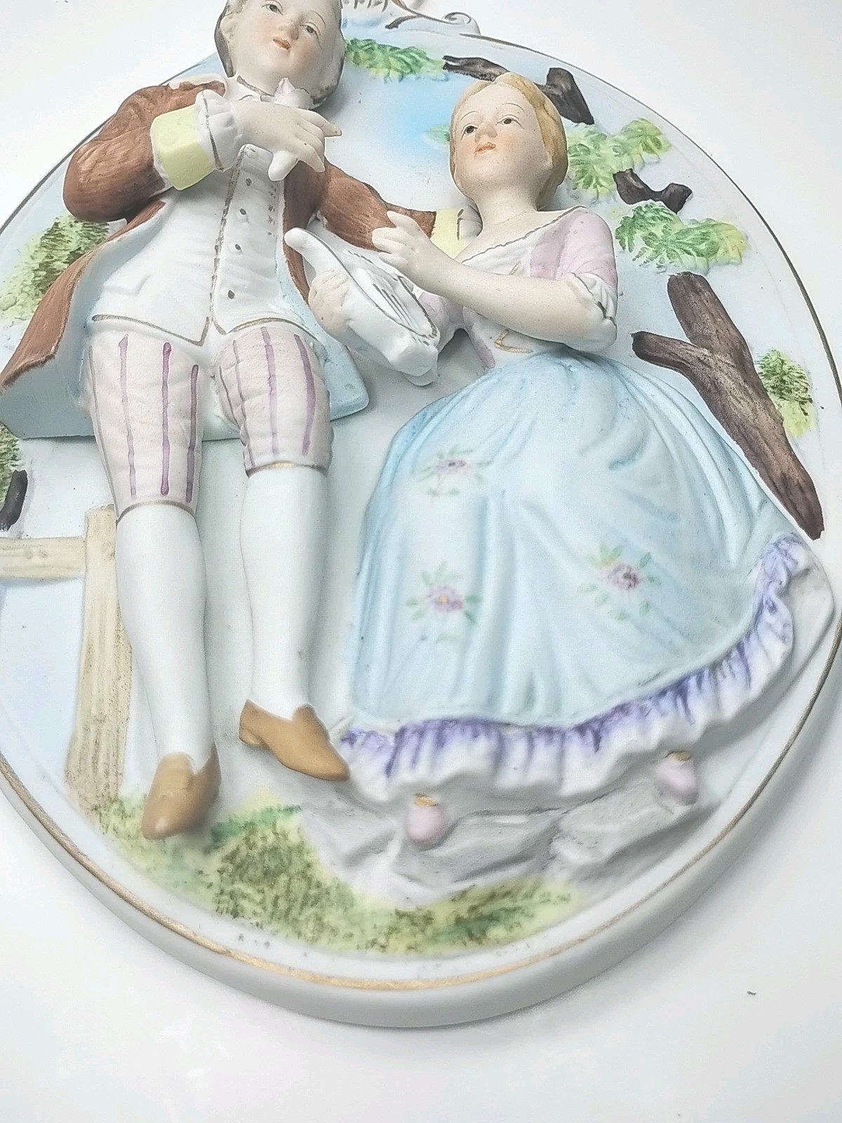 Vintage Porcelain Courting Couple Plaques With Man And Women Set Of Two 🥳