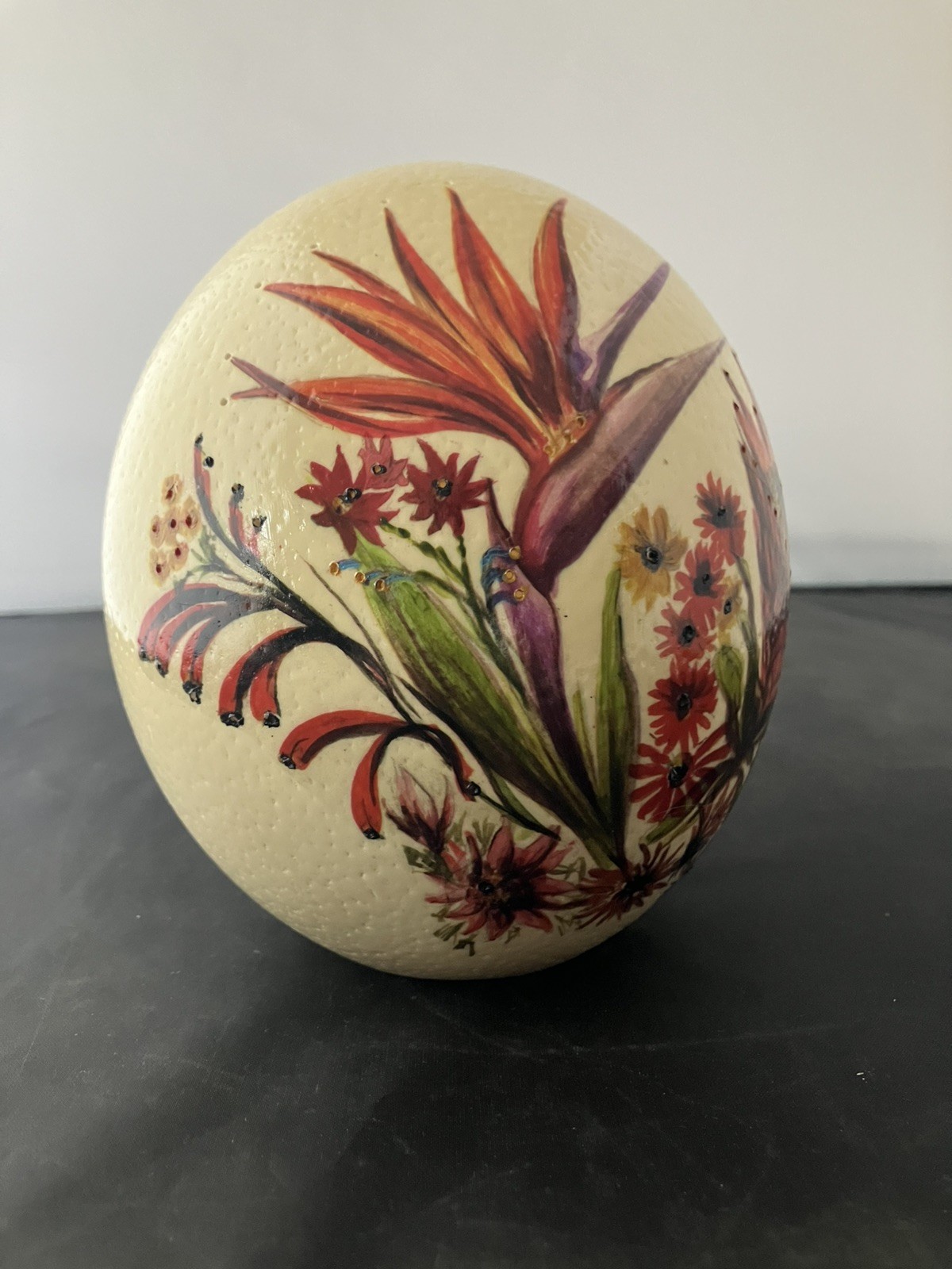 South Africa Wildflowers Hand Painted Ostrich Egg Light Cover
