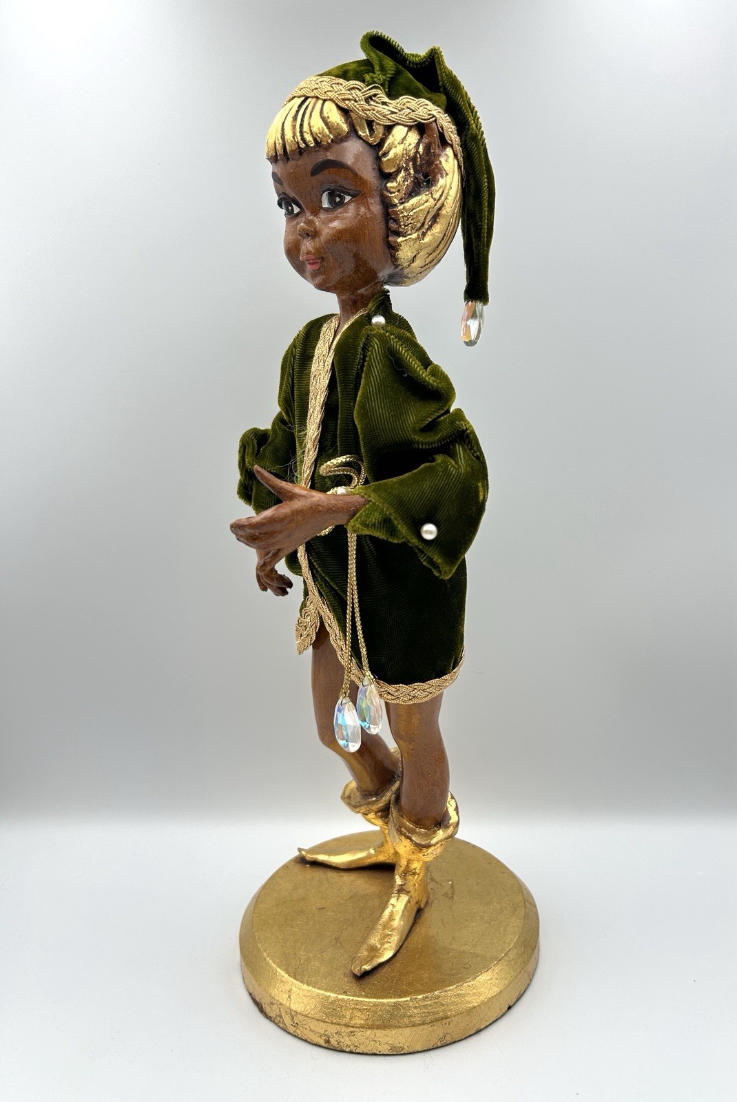 Vintage ARP Hollywood Regency Pixie Elf Figurine – 16.5” Gilt Gold Mid Century