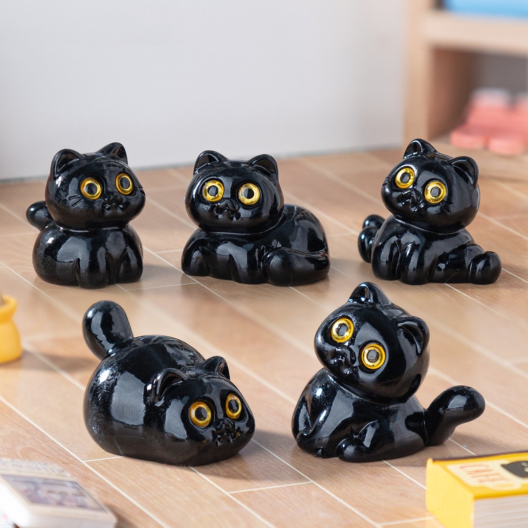 Miniature Landscape Creative Cute Little Black Cat Figurine Adorable For Dollhou